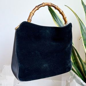 GUCCI authentic vintage bamboo shoulder bag black
